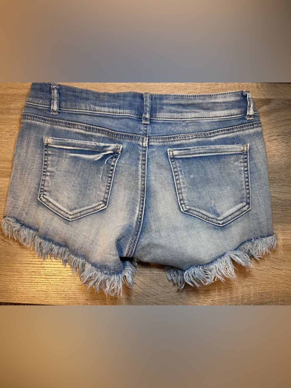 Wax Jean Light Blue Distressed Denim Shorts - Picture 4 of 5
